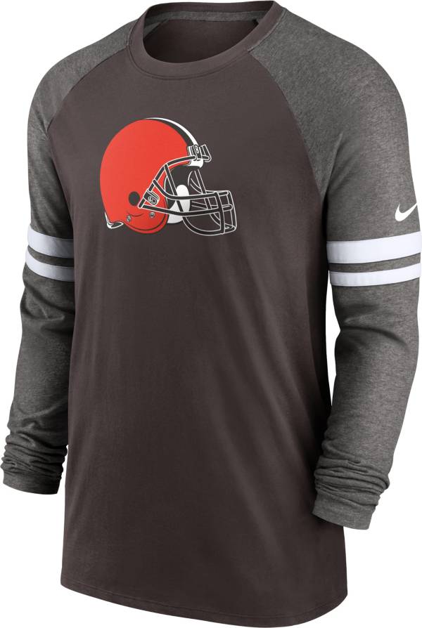 Nike Men's Cleveland Browns Dri-FIT Brown Long Sleeve Raglan T-Shirt