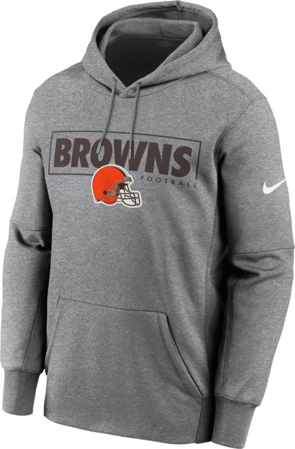 Nike Men's Cleveland Browns Left Chest Therma-FIT Grey Hoodie