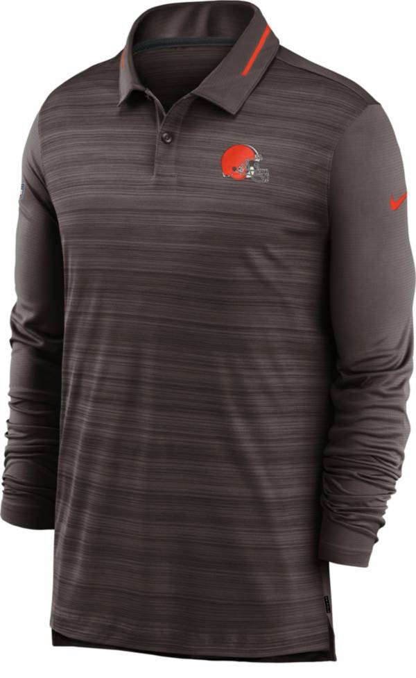 Nike Men's Cleveland Browns Team Logo Brown Long Sleeve Polo