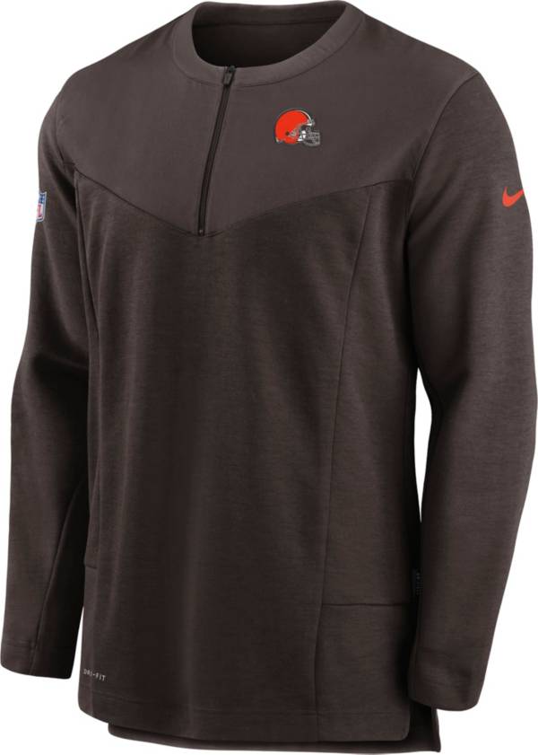 Nike Men's Cleveland Browns Sideline Coach Half-Zip Brown Pullover