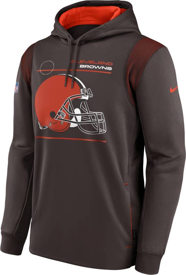 Nike Men's Cleveland Browns Sideline Therma-FIT Brown Pullover Hoodie