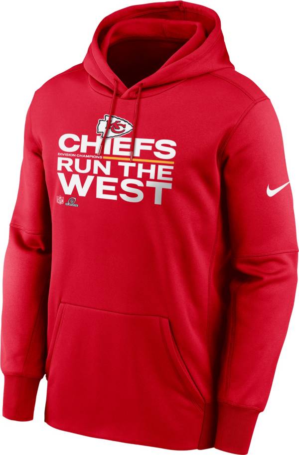 Nike Men's Kansas City Chiefs 2021 Run the AFC West Division Champions Red Pullover Hoodie