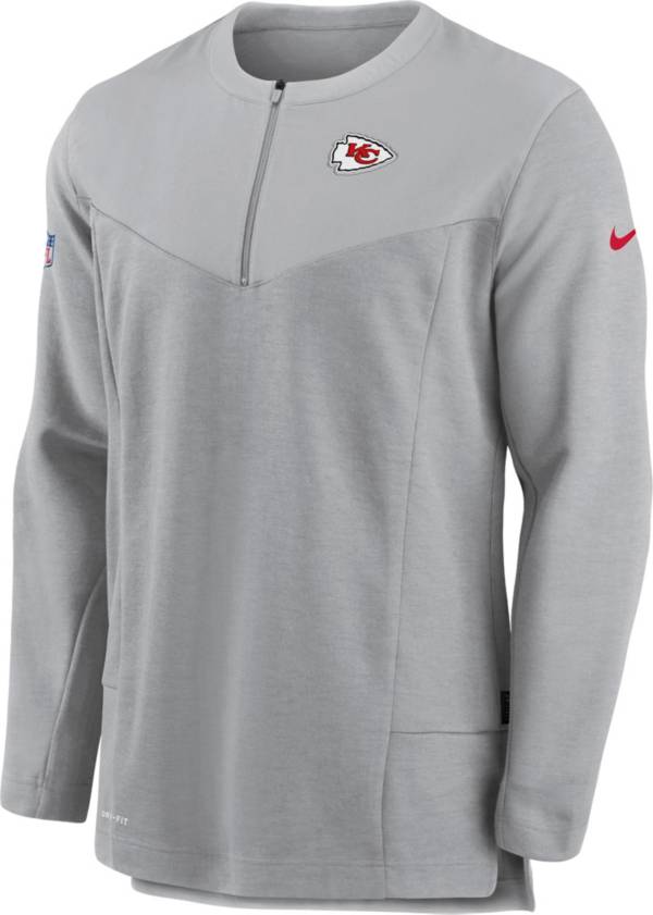 Nike Men's Kansas City Chiefs Sideline Coach Half-Zip Silver Pullover