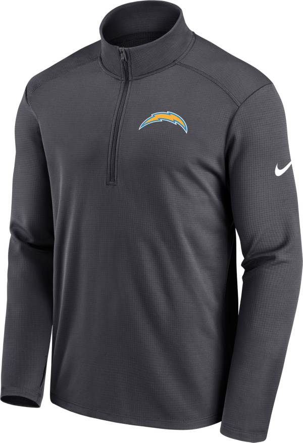 Nike Men's Los Angeles Chargers Logo Pacer Grey Half-Zip Pullover