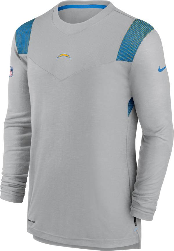 Nike Men's Los Angeles Chargers Sideline Player Dri-FIT Long Sleeve Silver T-Shirt