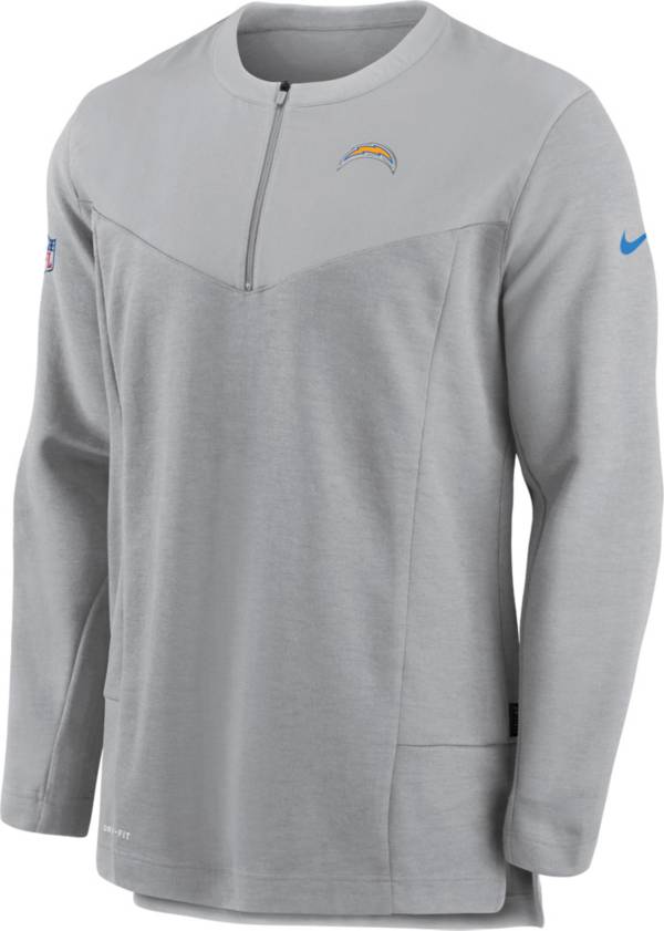 Nike Men's Los Angeles Chargers Sideline Coach Half-Zip Silver Pullover