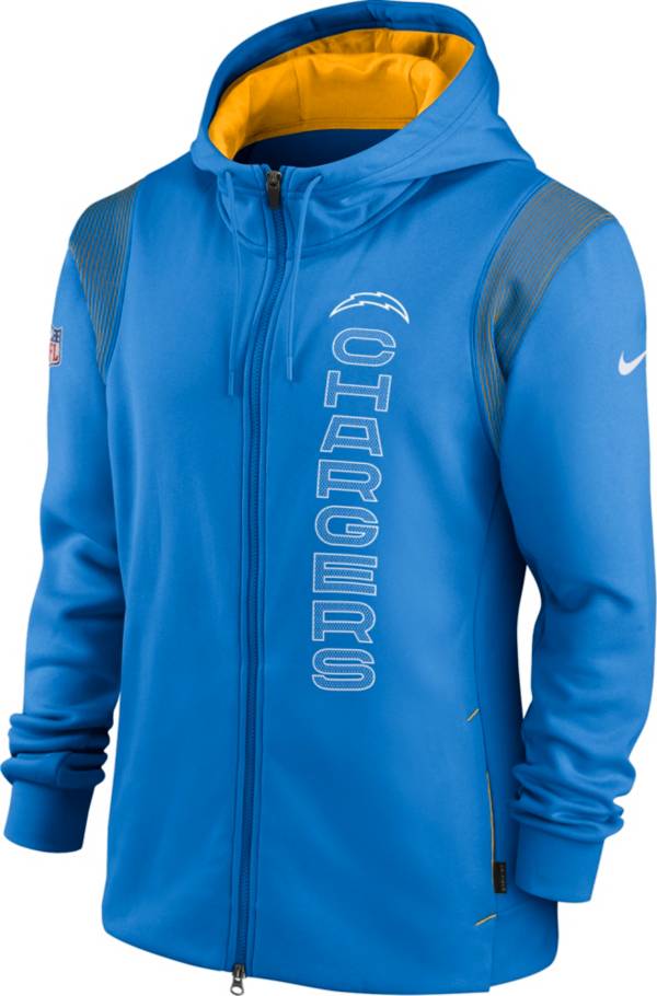 Nike Men's Los Angeles Chargers Sideline Therma-FIT Full-Zip Blue Hoodie