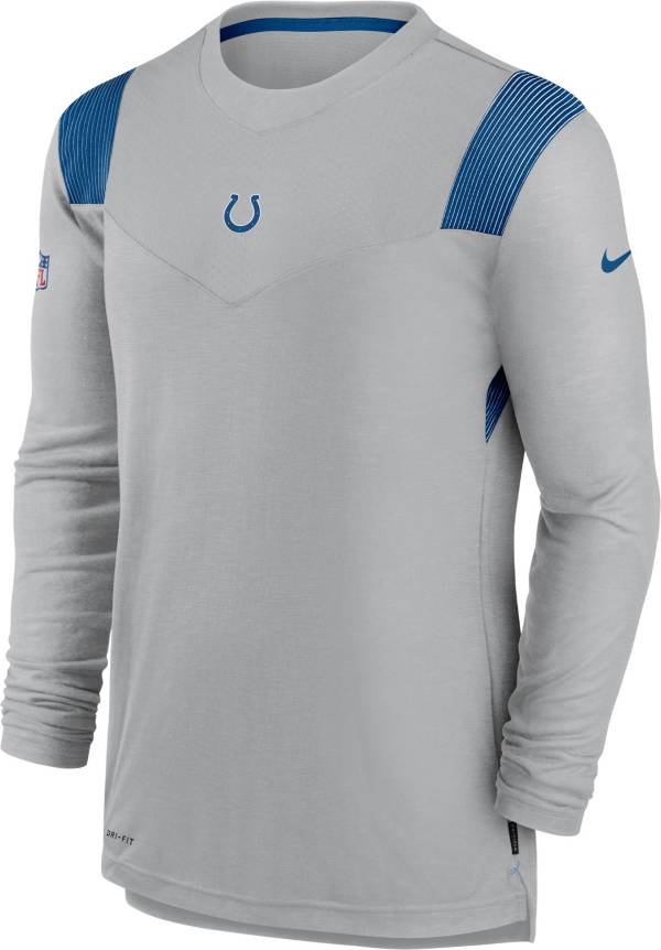 Nike Men's Indianapolis Colts Sideline Player Dri-FIT Long Sleeve Silver T-Shirt