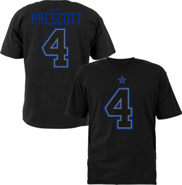 Nike Men's Dallas Cowboys Dak Prescott #4 Logo Black T-Shirt