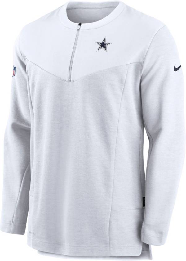 Nike Men's Dallas Cowboys Sideline Coach Half-Zip White Pullover