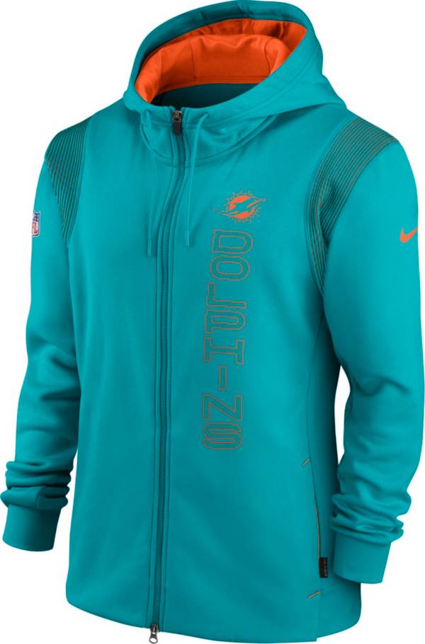 Nike Men's Miami Dolphins Sideline Therma-FIT Full-Zip Green Hoodie