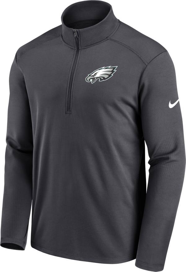 Nike Men's Philadelphia Eagles Logo Pacer Grey Half-Zip Pullover