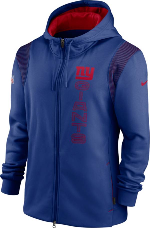 Nike Men's New York Giants Sideline Therma-FIT Full-Zip Blue Hoodie