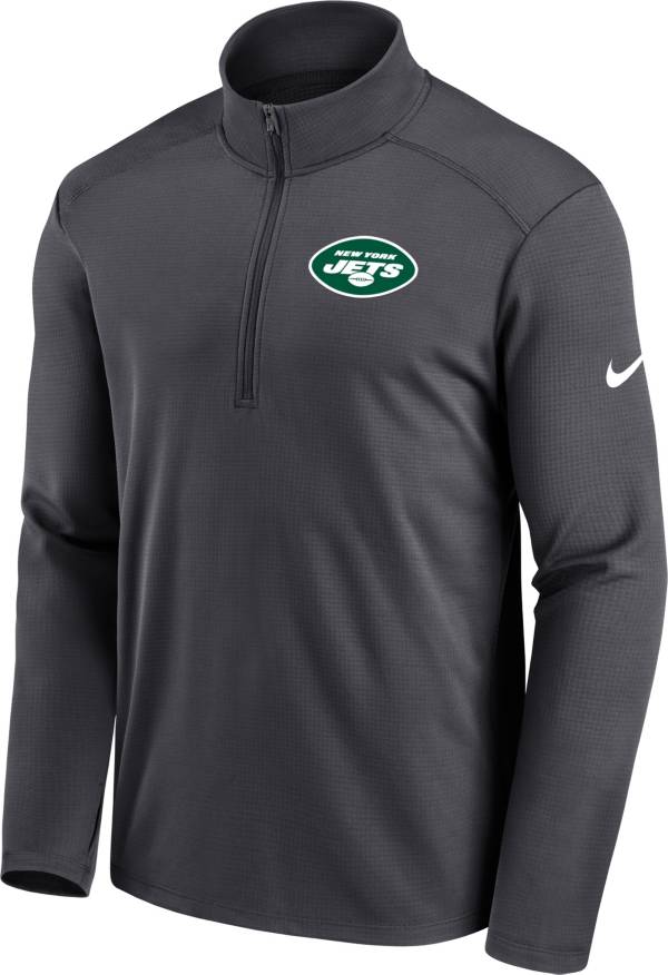Nike Men's New York Jets Logo Pacer Grey Half-Zip Pullover