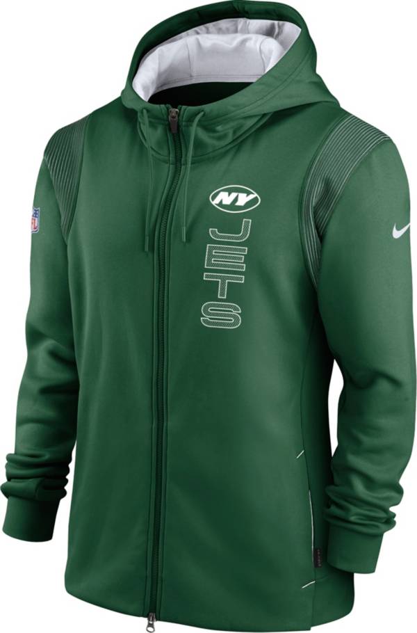 Nike Men's New York Jets Sideline Therma-FIT Full-Zip Green Hoodie