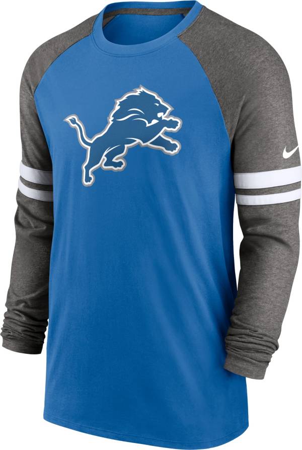 Nike Men's Detroit Lions Dri-FIT Blue Long Sleeve Raglan T-Shirt