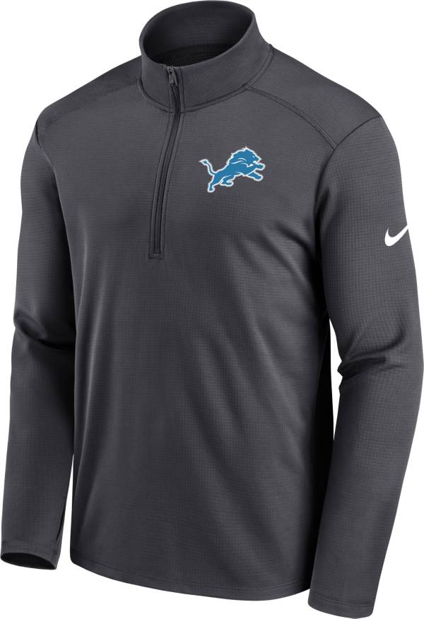 Nike Men's Detroit Lions Logo Pacer Grey Half-Zip Pullover