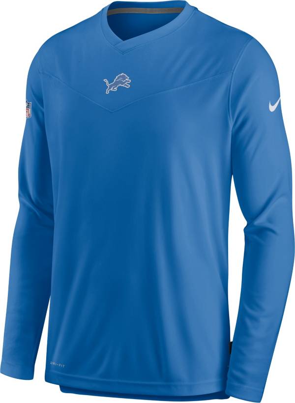 Nike Men's Detroit Lions Sideline Coaches Blue Long Sleeve T-Shirt