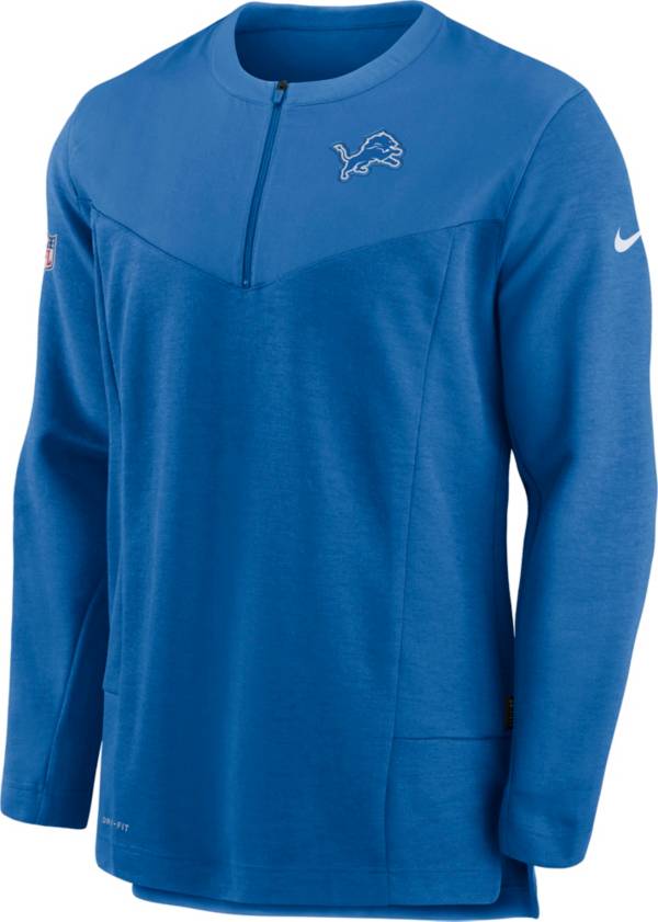 Nike Men's Detroit Lions Sideline Coach Half-Zip Blue Pullover
