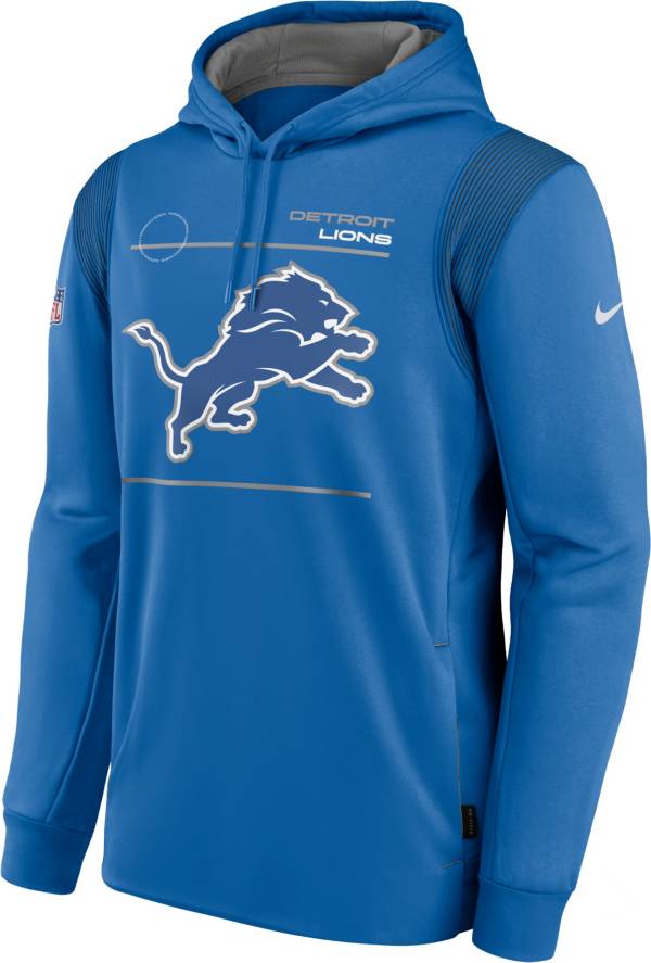 Nike Men's Detroit Lions Sideline Therma-FIT Blue Pullover Hoodie
