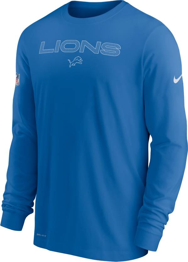 Nike Men's Detroit Lions Sideline Team Issue Blue Long Sleeve T-Shirt