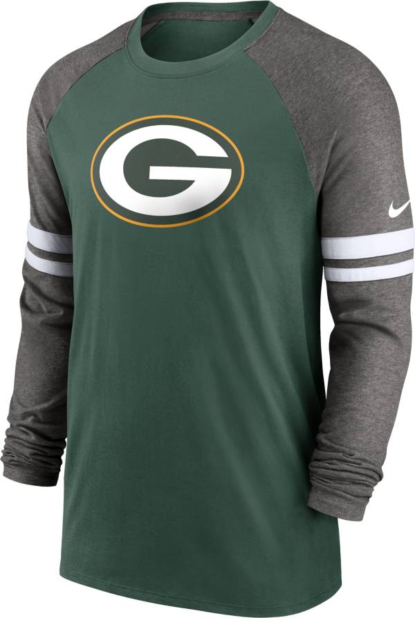 Nike Men's Green Bay Packers Dri-FIT Green Long Sleeve Raglan T-Shirt