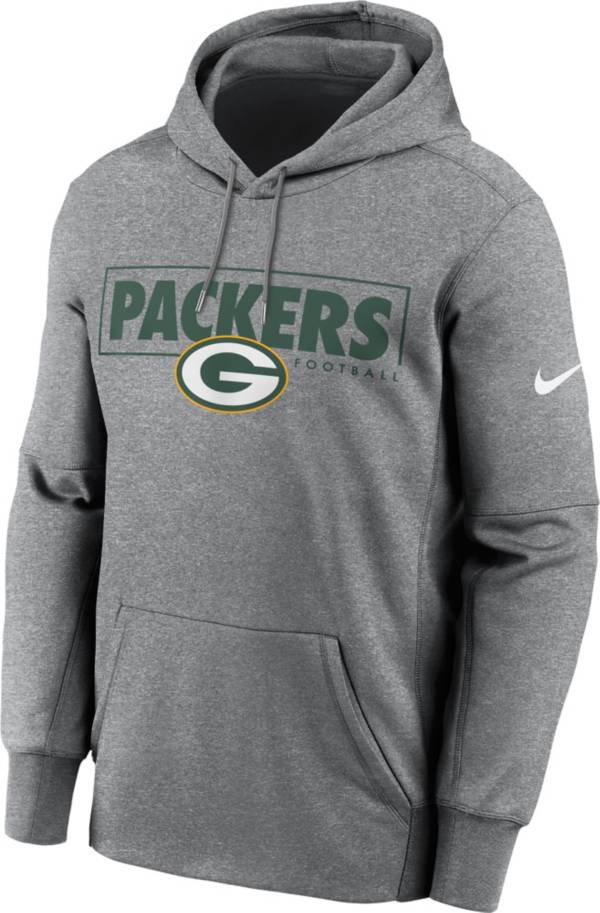 Nike Men's Green Bay Packers Left Chest Therma-FIT Grey Hoodie