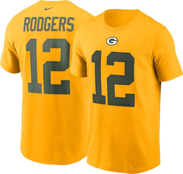 Nike Men's Green Bay Packers Aaron Rodgers #12 Gold T-Shirt