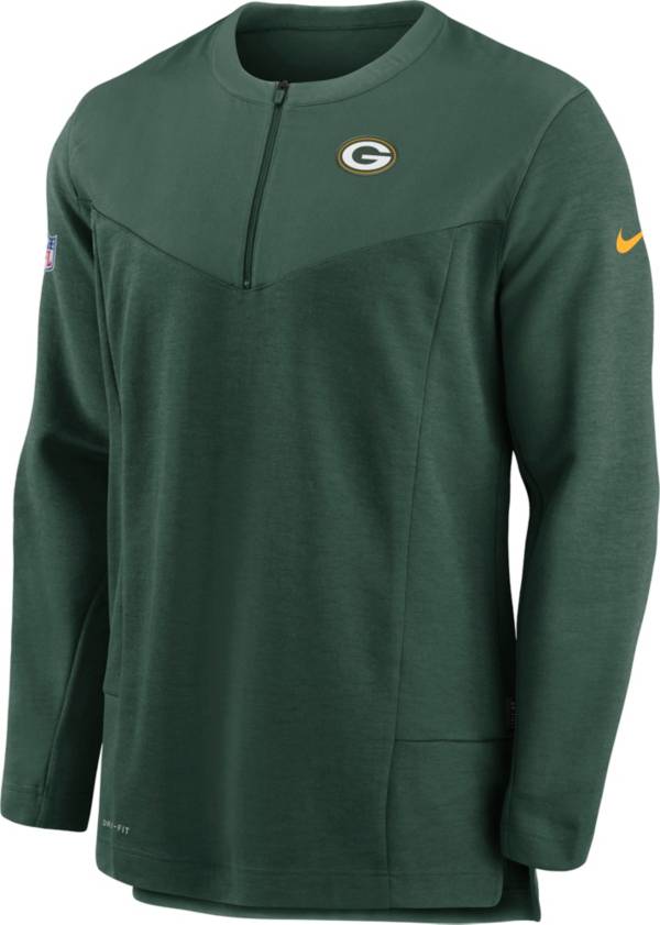 Nike Men's Green Bay Packers Sideline Coach Half-Zip Green Pullover