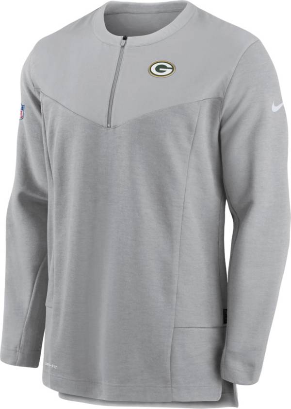 Nike Men's Green Bay Packers Sideline Coach Half-Zip Silver Pullover