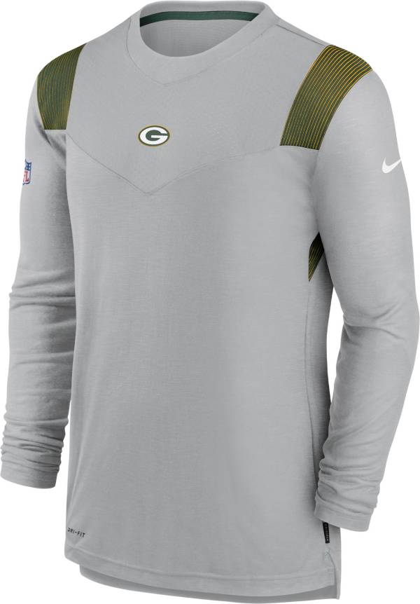 Nike Men's Green Bay Packers Sideline Player Dri-FIT Long Sleeve Silver T-Shirt