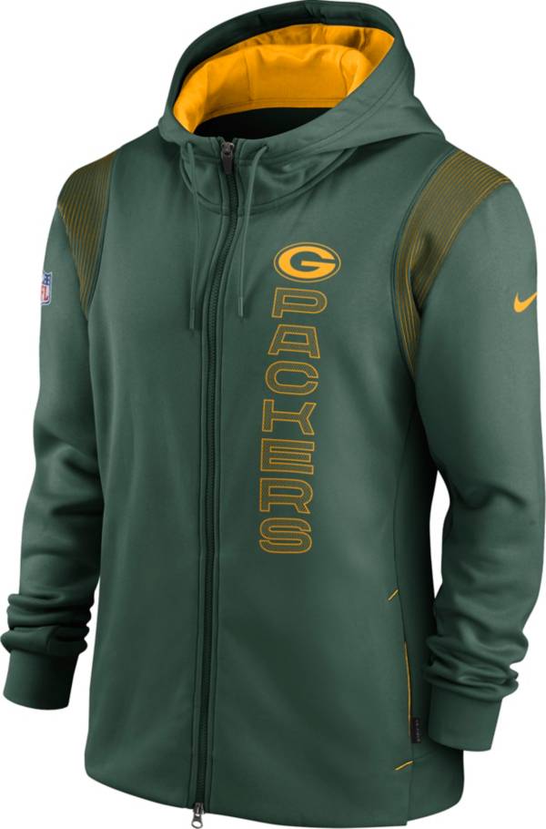 Nike Men's Green Bay Packers Sideline Therma-FIT Full-Zip Green Hoodie