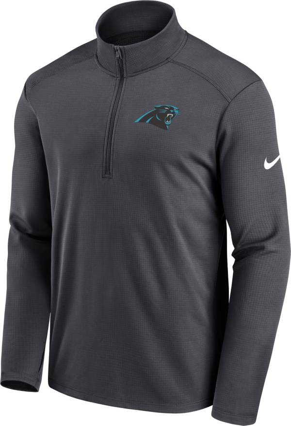 Nike Men's Carolina Panthers Logo Pacer Grey Half-Zip Pullover