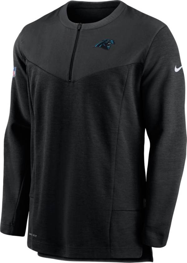 Nike Men's Carolina Panthers Sideline Coach Half-Zip Black Pullover