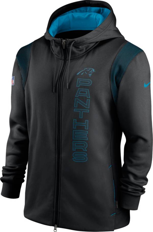 Nike Men's Carolina Panthers Sideline Therma-FIT Full-Zip Black Hoodie
