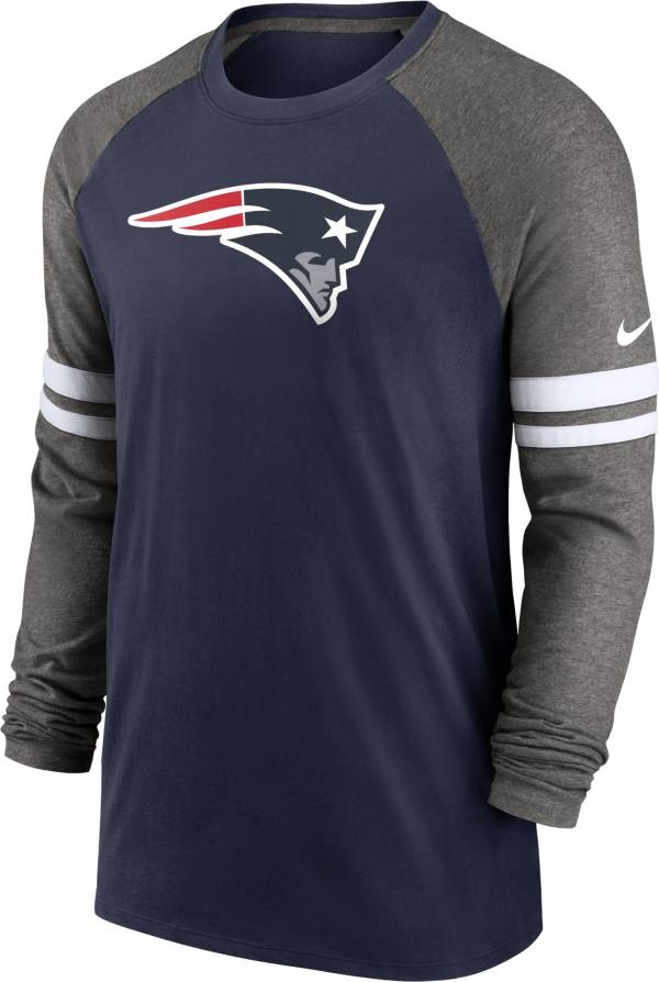 Nike Men's New England Patriots Dri-FIT Navy Long Sleeve Raglan T-Shirt