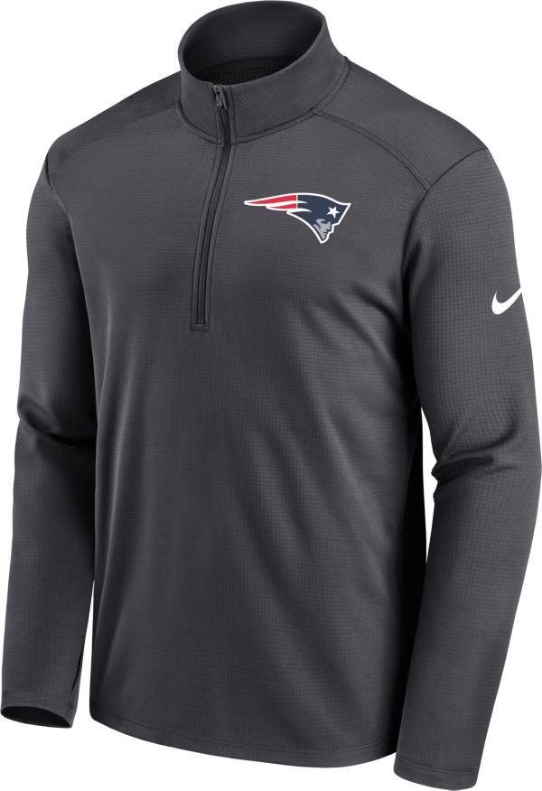 Nike Men's New England Patriots Logo Pacer Grey Half-Zip Pullover