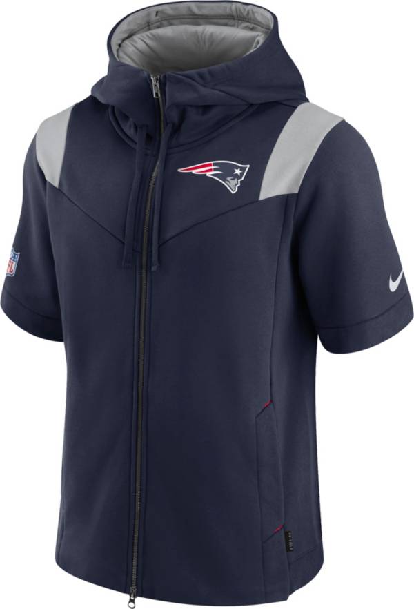 Nike Men's New England Patriots Sideline Showout Full-Zip Short-Sleeve Hoodie