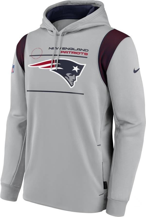 Nike Men's New England Patriots Sideline Therma-FIT Silver Pullover Hoodie