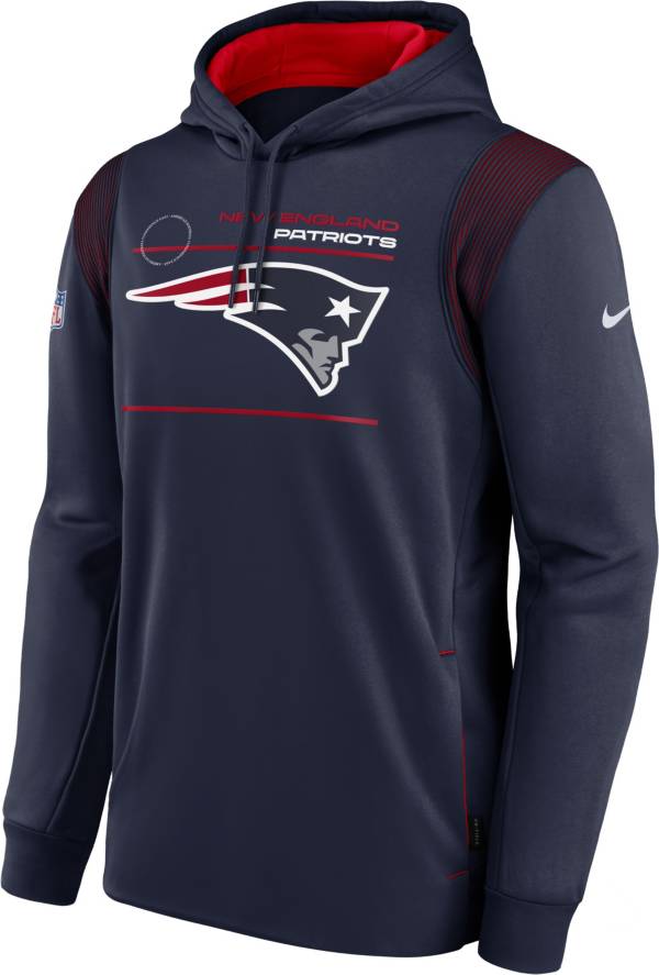 Nike Men's New England Patriots Sideline Therma-FIT Navy Pullover Hoodie