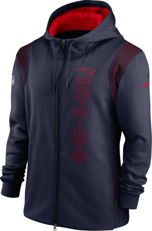 Nike Men's New England Patriots Sideline Therma-FIT Full-Zip Navy Hoodie