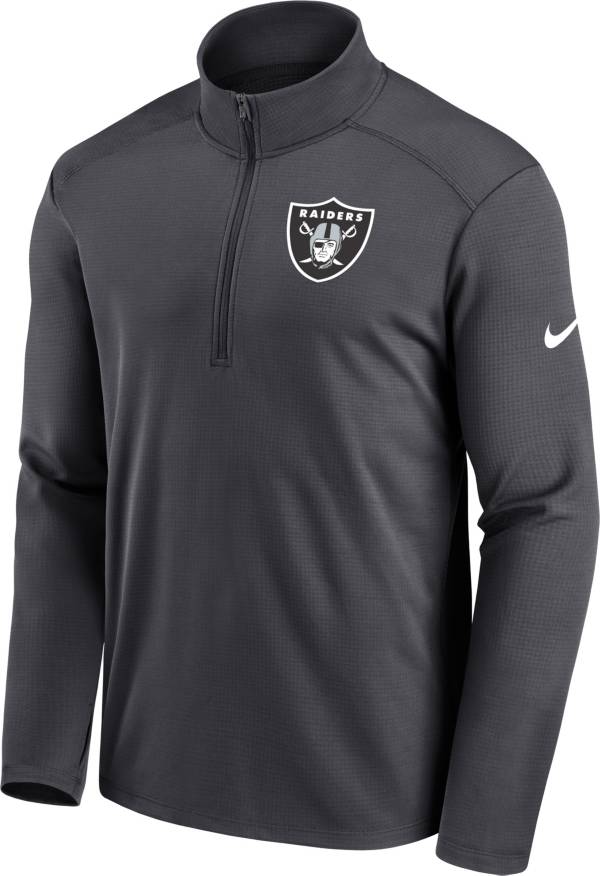 Nike Men's Las Vegas Raiders Logo Pacer Grey Half-Zip Pullover