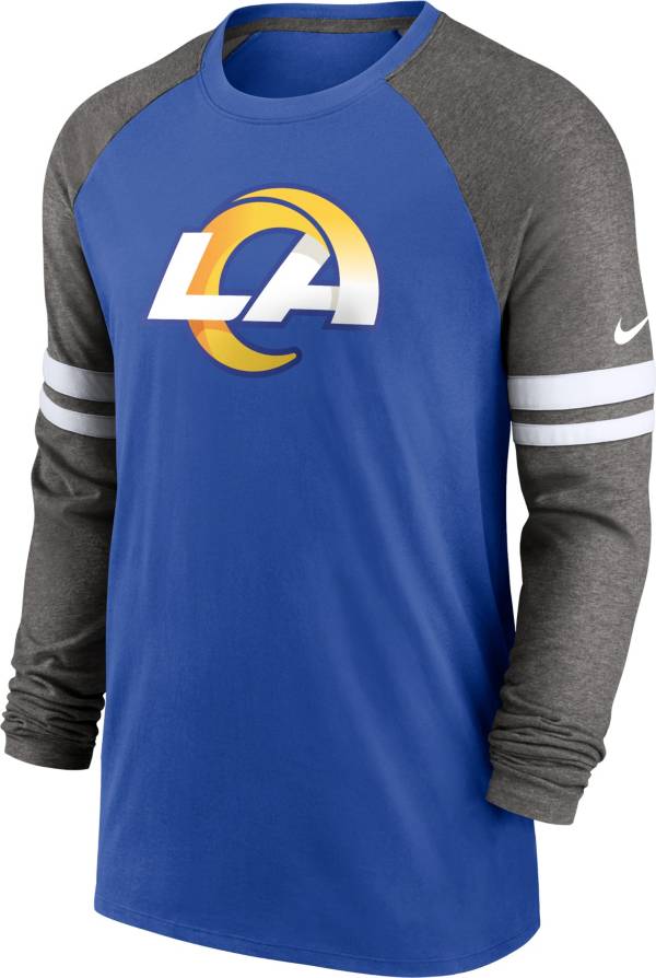 Nike Men's Los Angeles Rams Dri-FIT Royal Long Sleeve Raglan T-Shirt