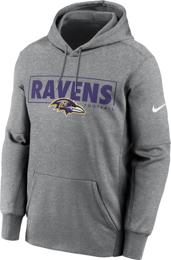 Nike Men's Baltimore Ravens Left Chest Therma-FIT Grey Hoodie