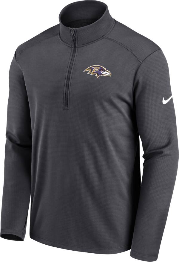 Nike Men's Baltimore Ravens Logo Pacer Grey Half-Zip Pullover