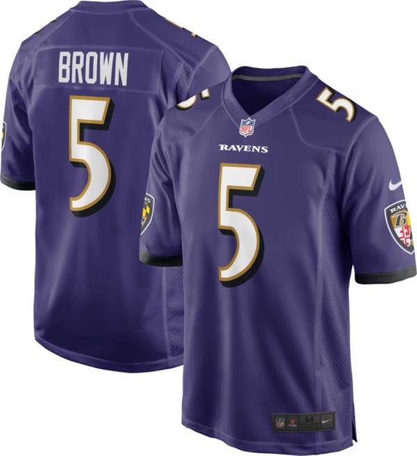 Nike Men's Baltimore Ravens Marquise Brown #5 Purple Game Jersey product image