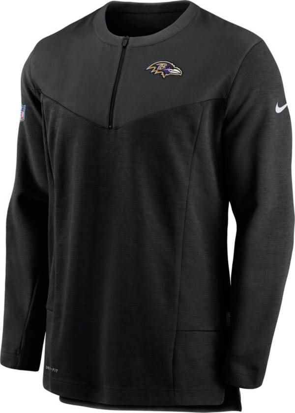 Nike Men's Baltimore Ravens Sideline Coach Half-Zip Black Pullover