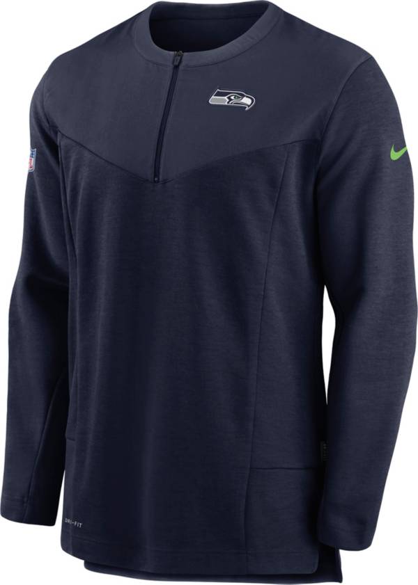 Nike Men's Seattle Seahawks Sideline Coach Half-Zip Navy Pullover