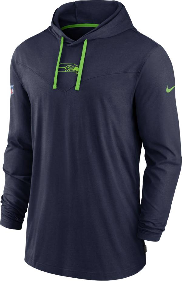 Nike Men's Seattle Seahawks Sideline Dri-FIT Hooded Long Sleeve Navy T-Shirt