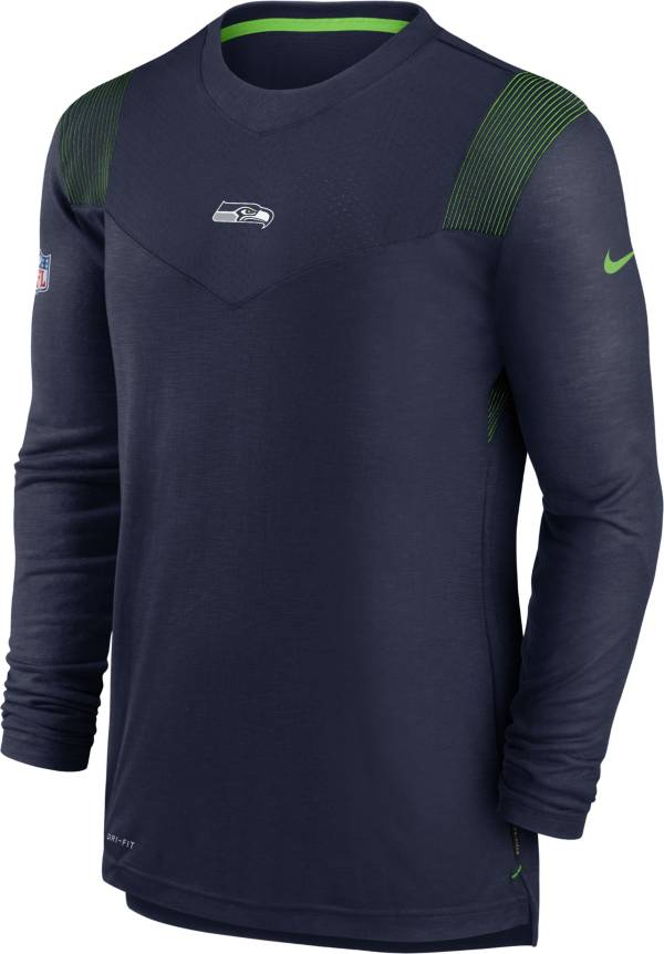 Nike Men's Seattle Seahawks Sideline Player Dri-FIT Long Sleeve Navy T-Shirt